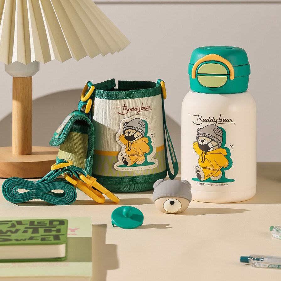 杯具熊儿童保温杯双饮开口笑316不锈钢高颜值男女宝学生上学水杯