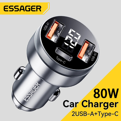 Essager 80W Car Charger USB Type C PD for iPhone 14 13 12 Huawei Xiaomi Samsung iPad Laptop Tablet