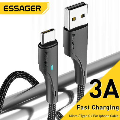 Essager 3A USB Type C Cable Fast charging Micro Cable For Xiaomi Realme Redmi Oneplus Huawei Iphone