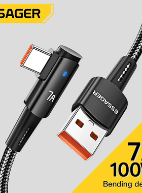 Essager 7A 100W USB Type C Cable 90 Degree For OPPO Honor Huawei Oneplus Realme Angled Charger Data