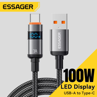Display USB 100W UAB Type Charging Essager Fast Cable