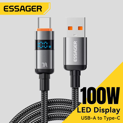 Essager 100W UAB A to Type C Cable 5A PD Fast Charging USB C to USB C Display Cable