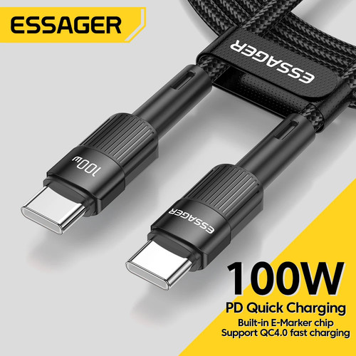 Essager 100W USB Type C To USB C Cable USB-C PD Fast Charging Wire Cord For Macbook Samsung Xiaomi