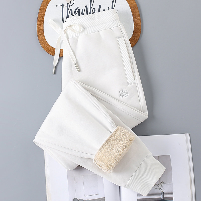 羊羔毛加厚卫裤女冬季加绒白色运动裤束脚保暖棉裤特厚羊羔绒裤子,女装/女士精品,休闲裤,淘宝优惠券,粉丝福利购,淘宝优惠卷