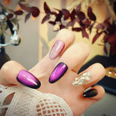 紫雾鎏光 紫晶渐变猫眼气质纯手工穿戴甲奢华波钻双生款