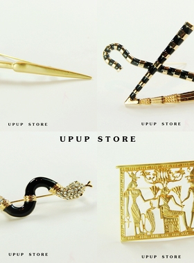 尼罗河女儿 vintage古埃及金字塔壁画  亚金复古神秘胸针女