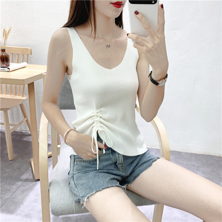 清仓夏季针织修身韩版收腰抽绳清爽无袖背心多巴胺穿搭可爱吊带