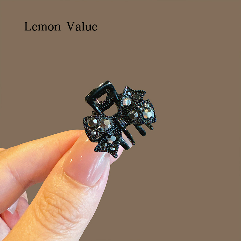 Lemon Value小巧精致蝴蝶结抓夹时尚黑色发夹韩国侧边发卡刘海夹