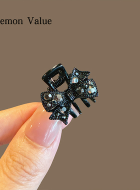 Lemon Value小巧精致蝴蝶结抓夹时尚黑色发夹韩国侧边发卡刘海夹