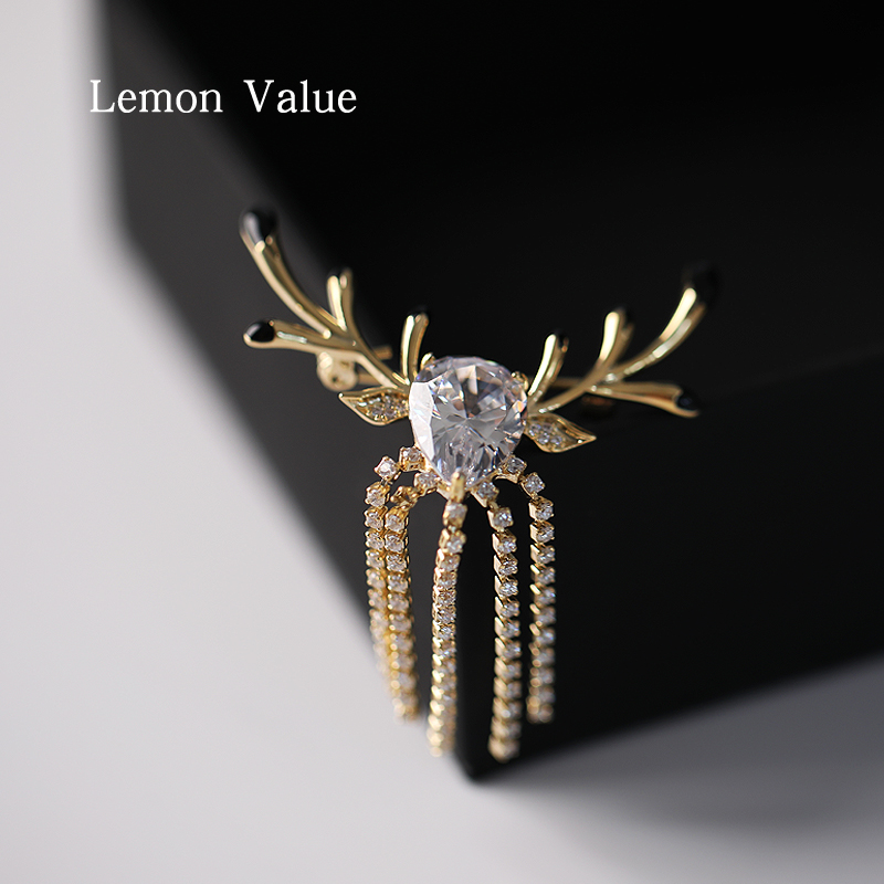 Lemon Value高档男士胸针精致麋鹿西装配饰个性潮一路有你胸针礼