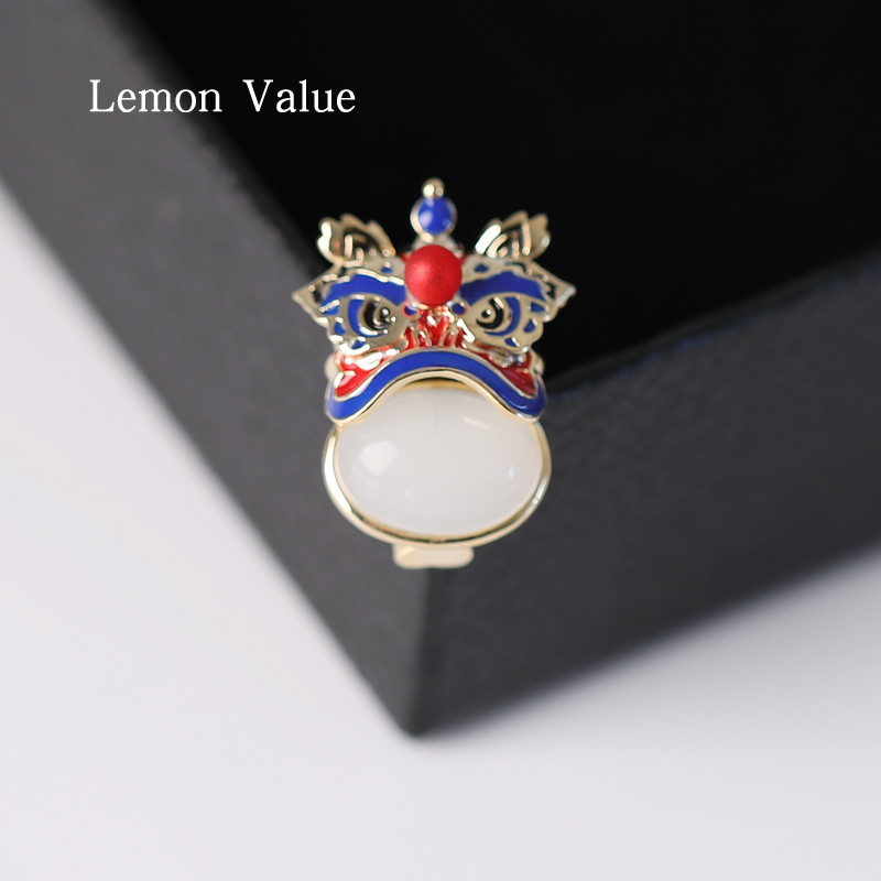 Lemon Value中国风醒狮胸针女个性可爱防走光扣领针配饰小众设计