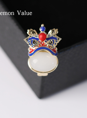 Lemon Value中国风醒狮胸针女个性可爱防走光扣领针配饰小众设计