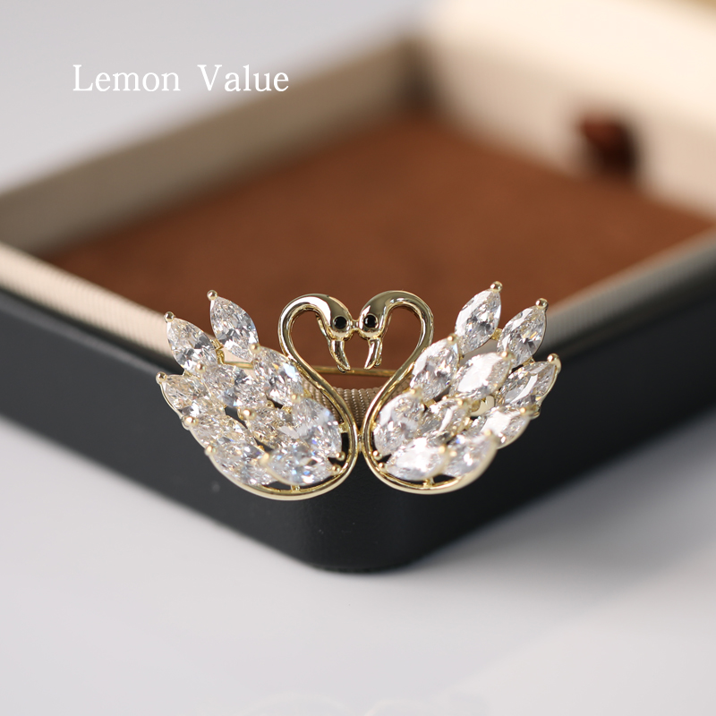 Lemon Value时尚天鹅精致衣服胸针高档西装别针胸花配饰女防走光