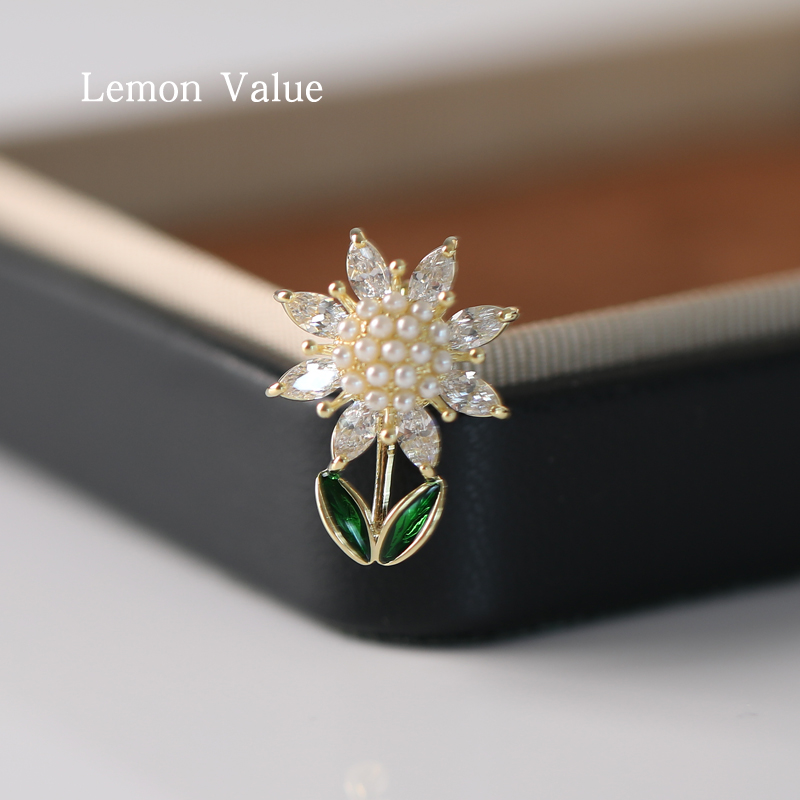 Lemon Value一举夺魁向日葵胸针气质迷你防走光胸花衣领固定别针