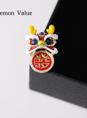 Lemon Value中国风吉祥龙高档胸针红色喜庆胸针大衣衣服配饰别针