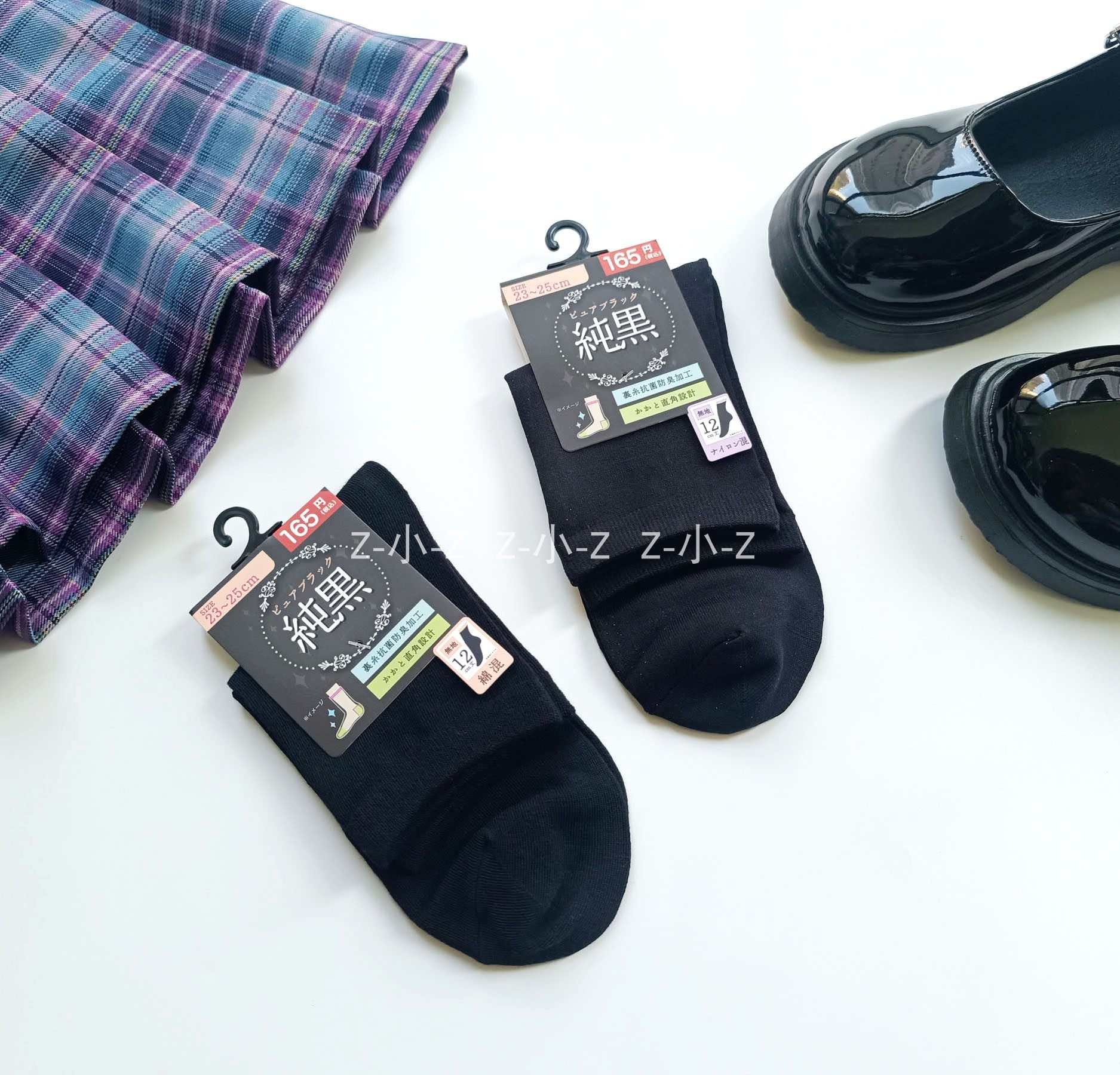 日单纯黑色女学生短袜棉混速干直角袜日系jk制服袜子任意十双五折