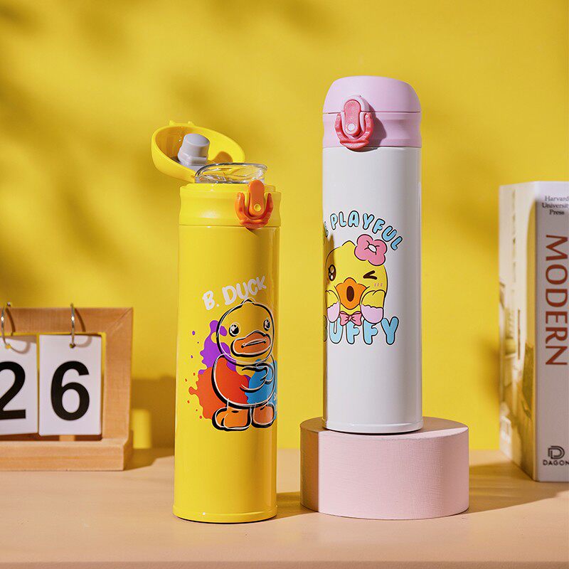 b.duck小黄鸭冬夏保温杯儿童316不锈钢直饮口小学生可爱可放书包