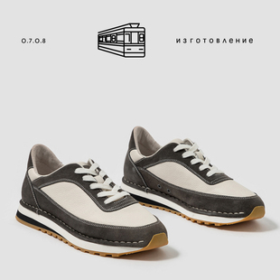 北欧简约风 质感粒面小牛皮轻质EVA软底男士休闲鞋 男复古小白鞋