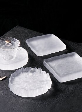 磨砂玻璃养壶盘配件器功夫茶具