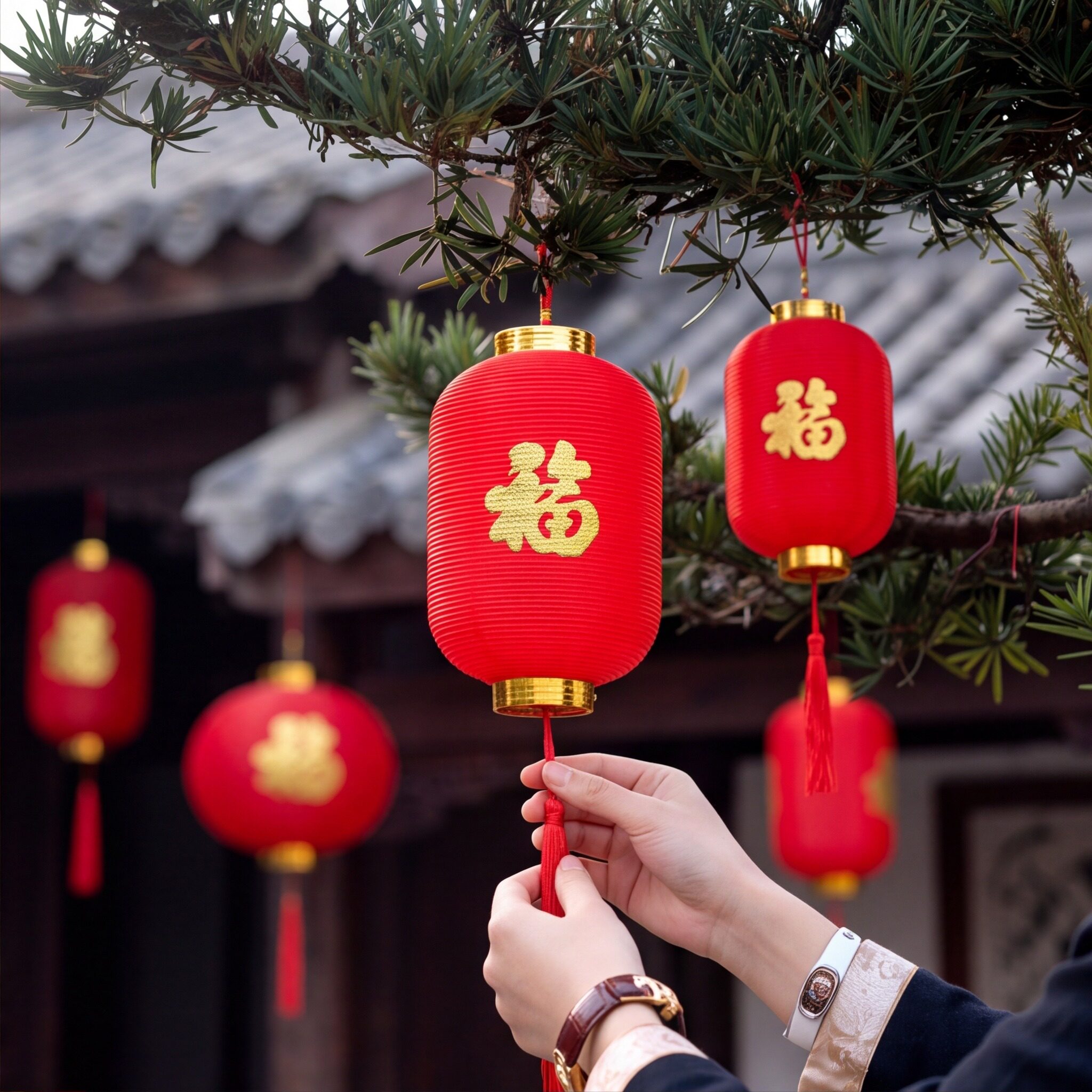 小灯笼挂饰挂件新年福字灯笼小号红色春节装饰挂件节日氛围感布置