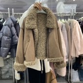 摩登mdeng机车服皮毛一体短外套2025冬新麂皮绒立领上衣M9321