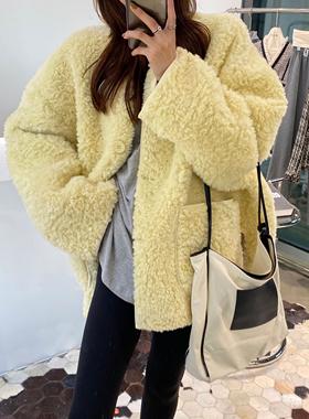 摩登mdeng韩版羊羔毛单排扣加厚外套2025冬季爆款休闲百搭9688