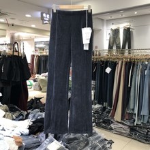 摩登mdeng微喇开叉休闲长裤女秋新款修身灯芯绒拖地裤3226F
