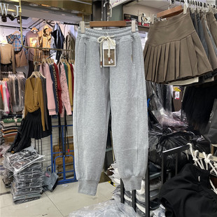 显瘦加绒松紧高腰休闲卫裤 A.XI阿喜9939束脚裤 韩版 新品 女 2025秋季