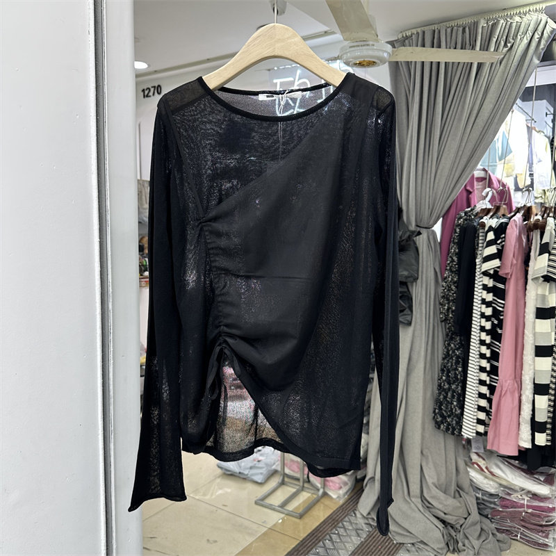 MACQNF正品2026春新款宽松个性长袖减龄抽绳显瘦针织衫女MQ35109