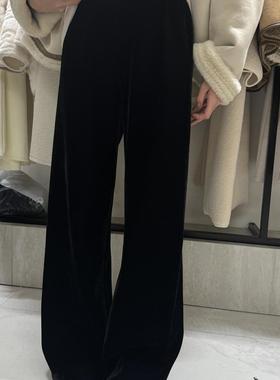 摩登mdeng韩国2025年冬季加绒金丝绒松紧腰休闲直筒长裤M9331