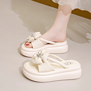 小香风厚底凉拖鞋 女夏季 2025新款 外穿松糕气质增高绝美海边沙滩鞋