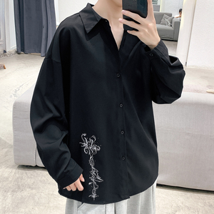 秋季潮新款宽松慵懒风黑色衬衫设计感XZ517A-1-CS801-P48控58图片