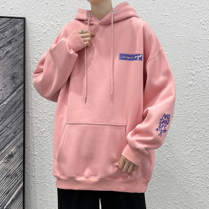 粉宽松大码连帽印花卫衣港风大皂情侣XZ517A-1-WY801-P48控68图片