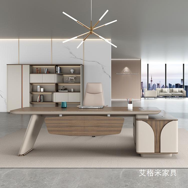 老板桌公桌简约现代经理总裁办公桌烤办公办桌室大班台高档漆办公