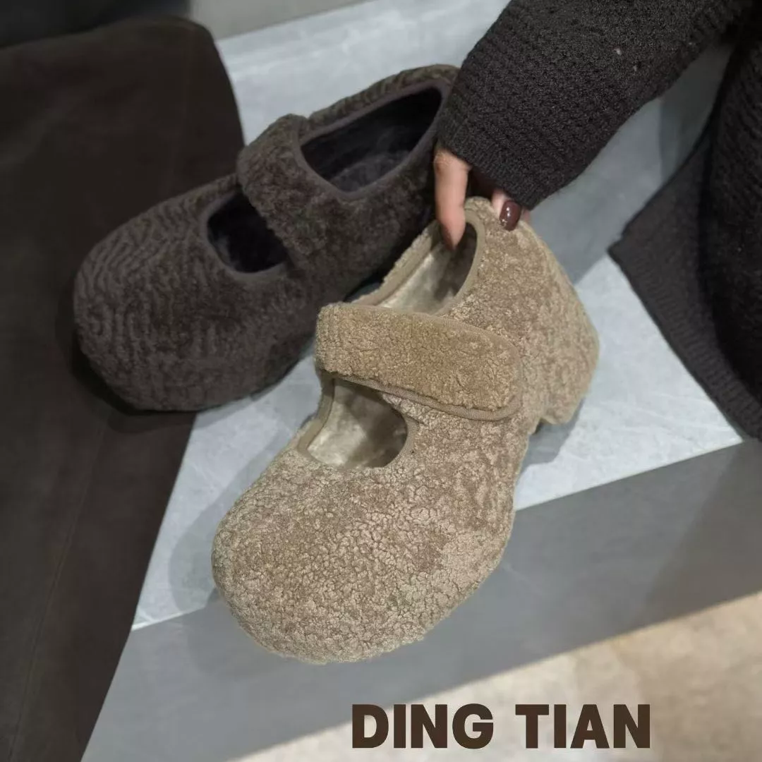 松糕厚底玛丽珍羊毛厚底毛毛鞋