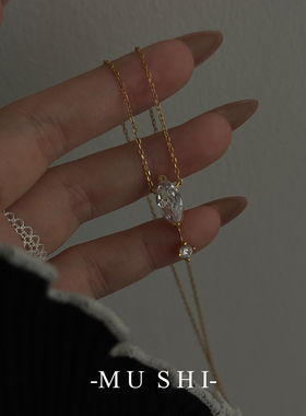 马眼石项链女s925纯银爆闪轻奢