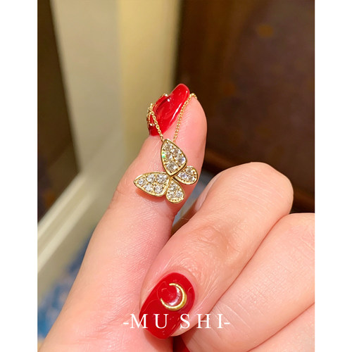 小蝴蝶s925银镀14K金甜美锁骨链