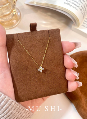 幸运四叶草S925纯银镀18K金项链