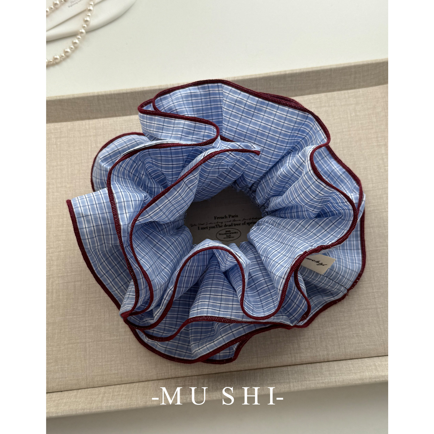 【木石有言】韩系文艺风藏蓝色格子大肠发圈女高级感扎丸子头发饰,饰品/流行首饰/时尚饰品新,发饰,淘宝优惠券,粉丝福利购,淘宝优惠卷