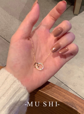 s925银镀14K金轻奢小众锁骨链