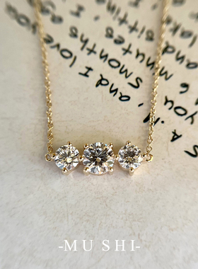 s925银镀18k金三生石项链锁骨链