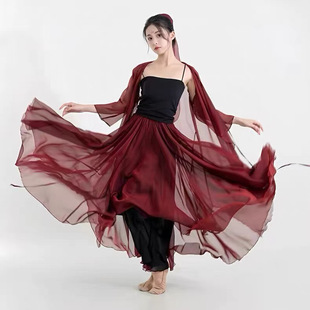 016盖盖旦小怡舞蹈飘逸复古古典舞身韵纱衣红色民族演出服练功服S