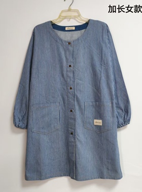 包邮成人女孩长袖围裙反穿罩衣 家居布艺美术培训韩版时尚