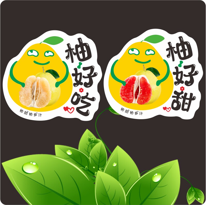 柚子标签红肉白肉蜜柚不干胶标签贴纸水果店鲜果切柚子商标