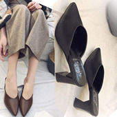 欧美风粗跟外穿包头拖鞋 休闲 子舒适时尚 女2026试衣间高跟鞋 凉拖鞋