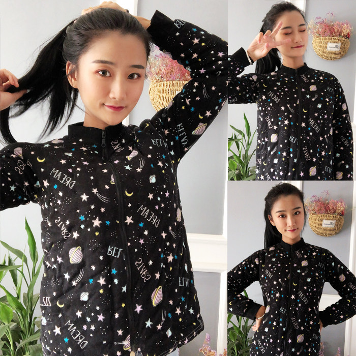 手工纯棉花大人拉链棉袄成人女士修身棉衣居家冬季保暖棉服加厚