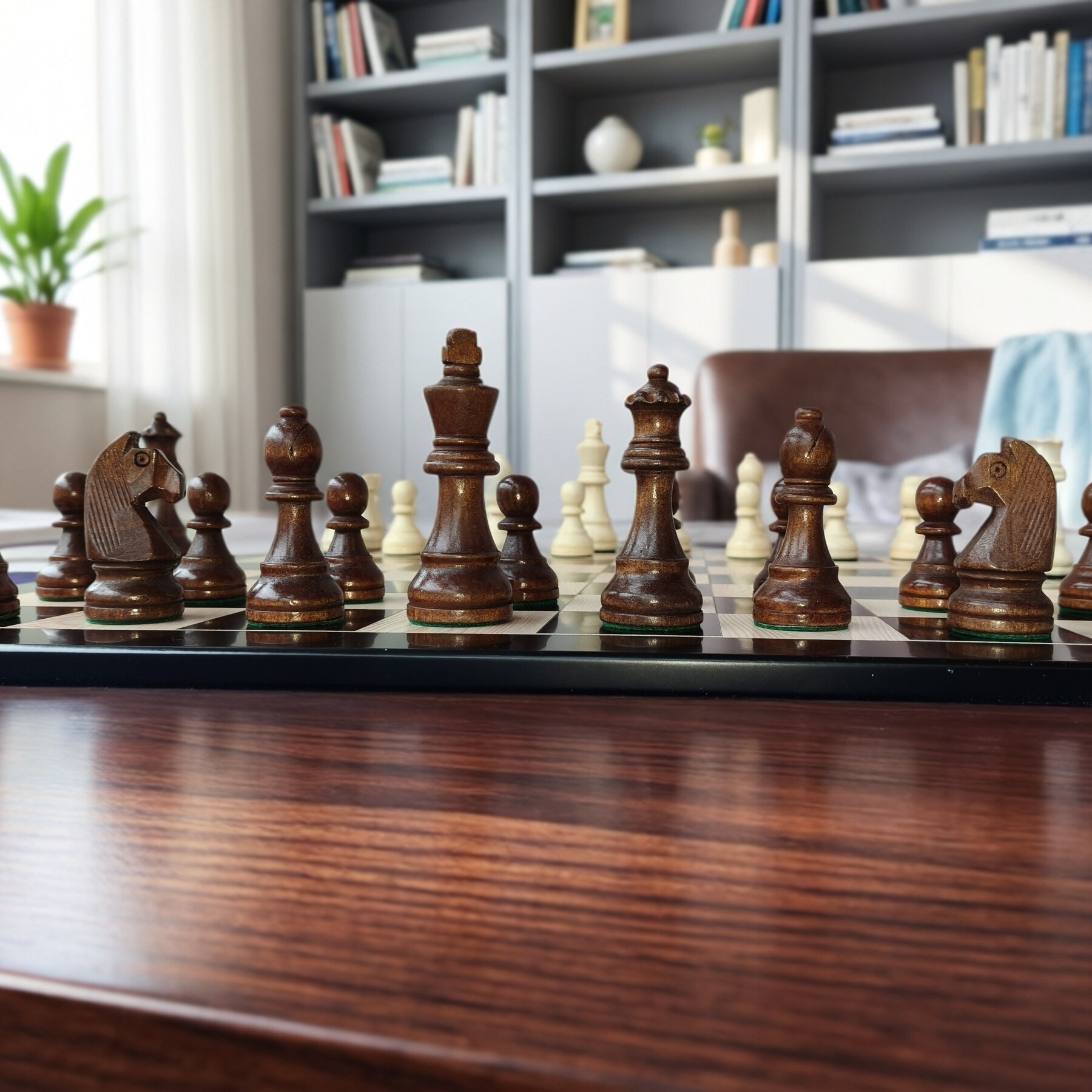 全实木国际象棋加重子斯汤顿标准比赛大号木质棋子王高95MM木质盘