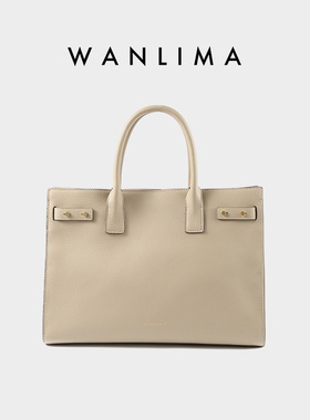 万里马头层牛皮托特公文包大容量商务手提包简约轻奢真皮凯莉包女