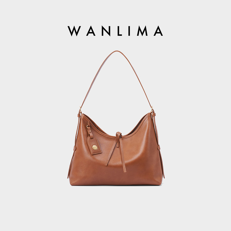 万里马极简HOBO包女植鞣质感软托特包单肩腋下斜挎真皮子母包