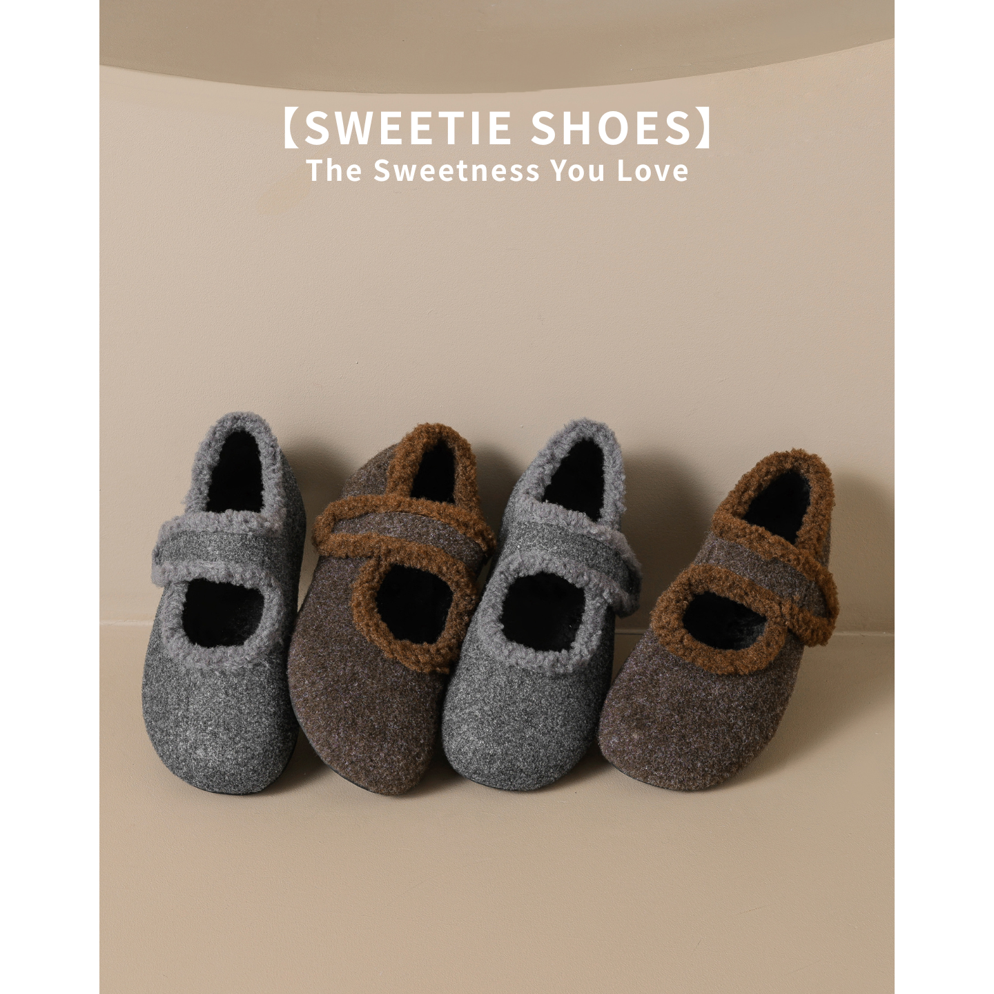 内增高毛呢玛丽珍鞋女加绒保暖